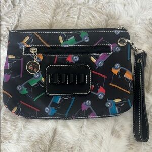 GOLF WRISTLET Colorful Golf Cart Print Wristlet Clutch